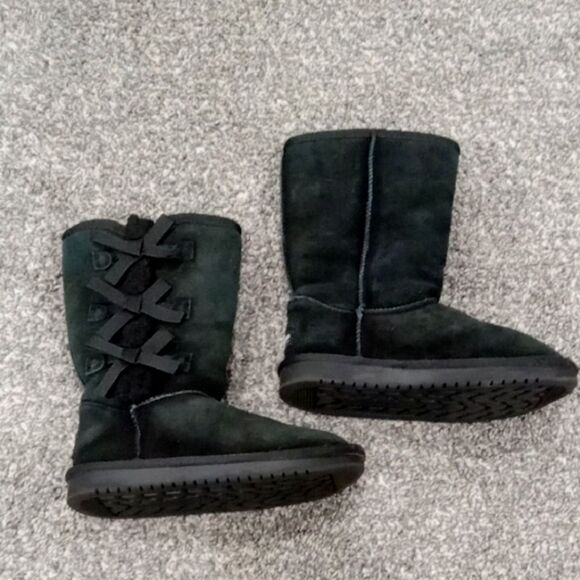 Koolaburra Black Mid-Calf Boots with Side Lacing - Picture 1 of 5